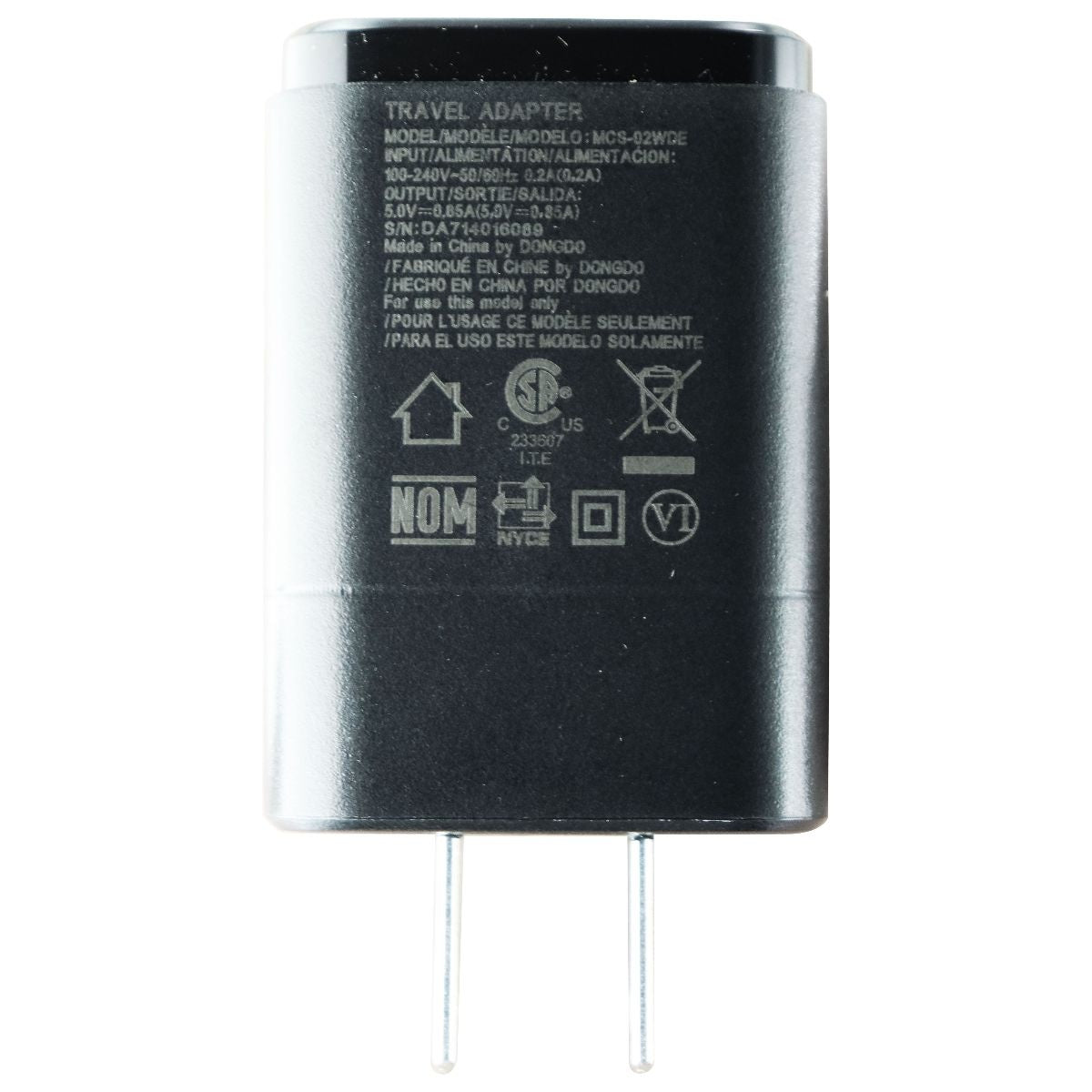 LG (MCS-02W) 5V 0.85A Wall Adapter for USB Devices - Black (MCS-02WR/E/T) Cell Phone - Cables & Adapters LG - Simple Cell Bulk Wholesale Pricing - USA Seller