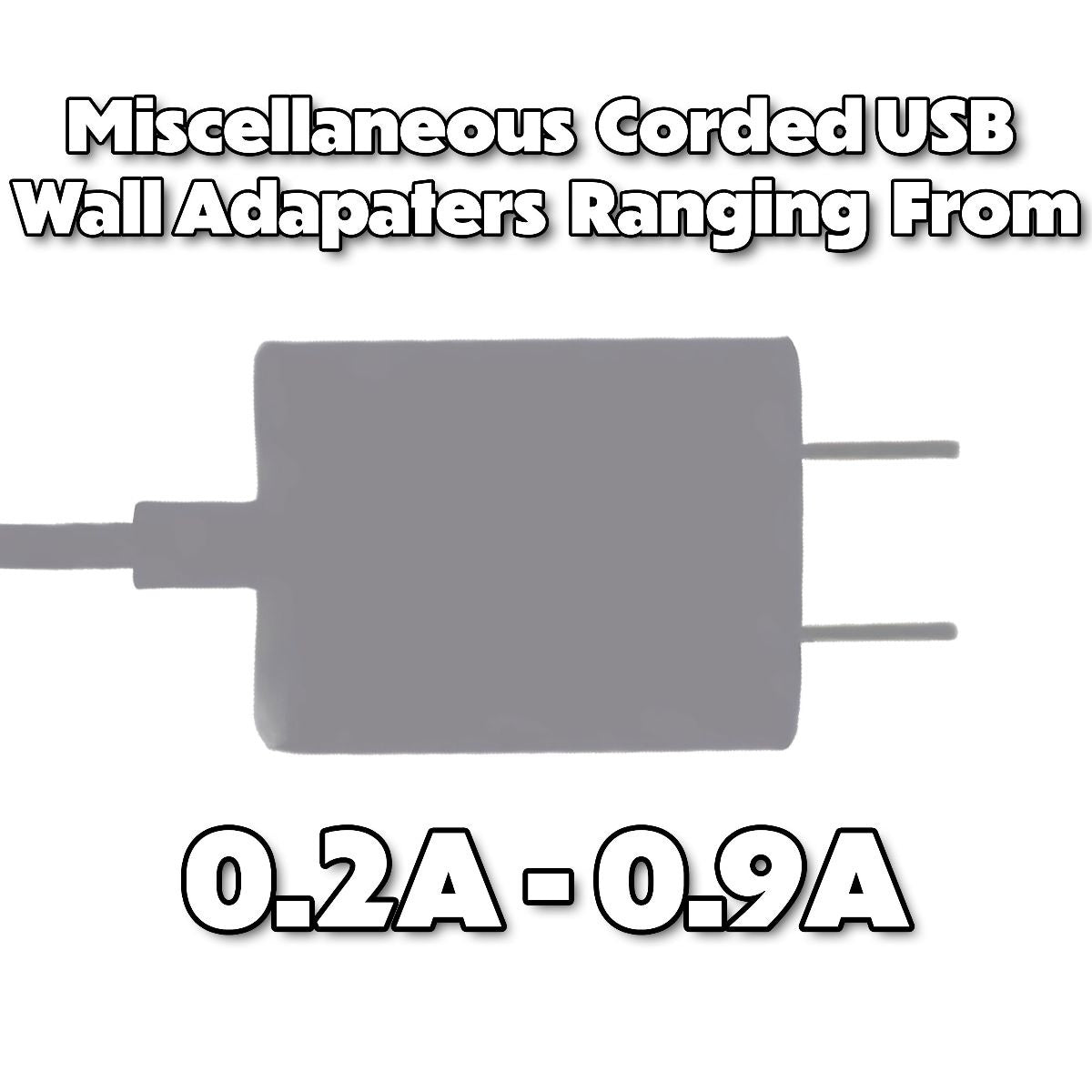 Miscellaneous Generic Corded Micro-USB Wall Charger (0.2A to 0.9A) Output Cell Phone - Cables & Adapters Unbranded - Simple Cell Bulk Wholesale Pricing - USA Seller