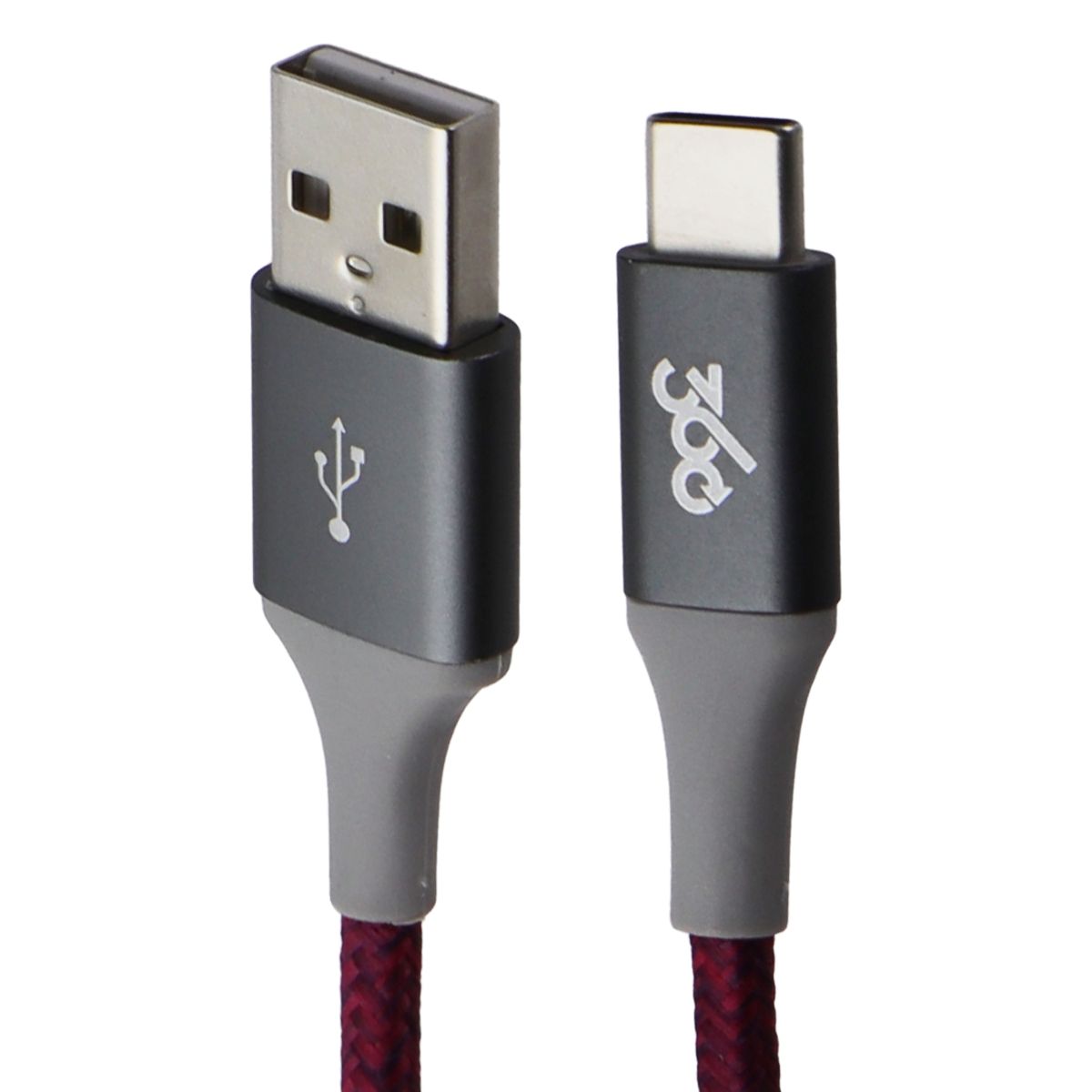 360 Electrical (8-Ft) Braided USB-C to USB-A Charge and Sync Cable - Cranberry Cell Phone - Cables & Adapters 360 Electrical - Simple Cell Bulk Wholesale Pricing - USA Seller