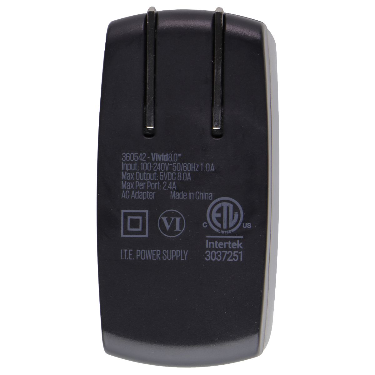 360 Electrical Vivid 8.0 (4-Port) 2.4A USB Wall Charger - Gray/Black (360542) Cell Phone - Chargers & Cradles 360 Electrical - Simple Cell Bulk Wholesale Pricing - USA Seller