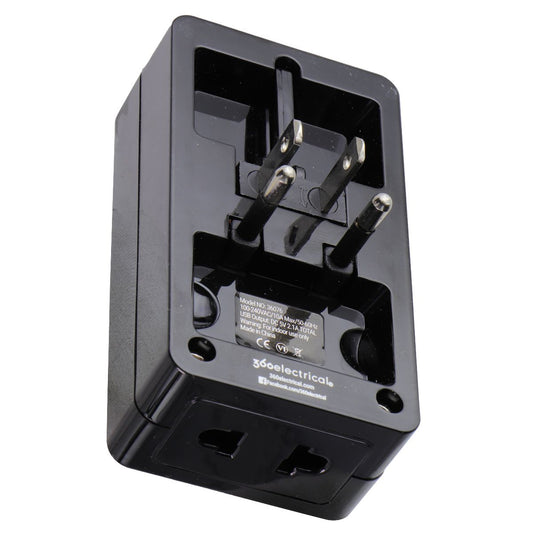 360 Electrical 2 Outlet Adapter 2.1A USB for US/China/Israel/UK/EU - Black Cell Phone - Chargers & Cradles 360 Electrical - Simple Cell Bulk Wholesale Pricing - USA Seller