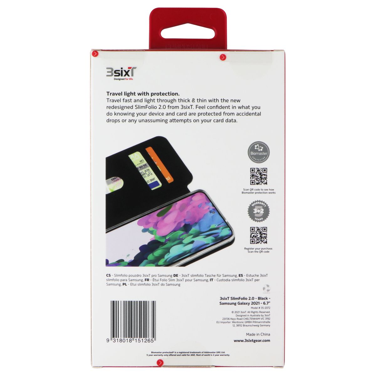 3SIXT SlimFolio Series Case for Samsung Galaxy (S21+) - Black Cell Phone - Cases, Covers & Skins 3SIXT - Simple Cell Bulk Wholesale Pricing - USA Seller