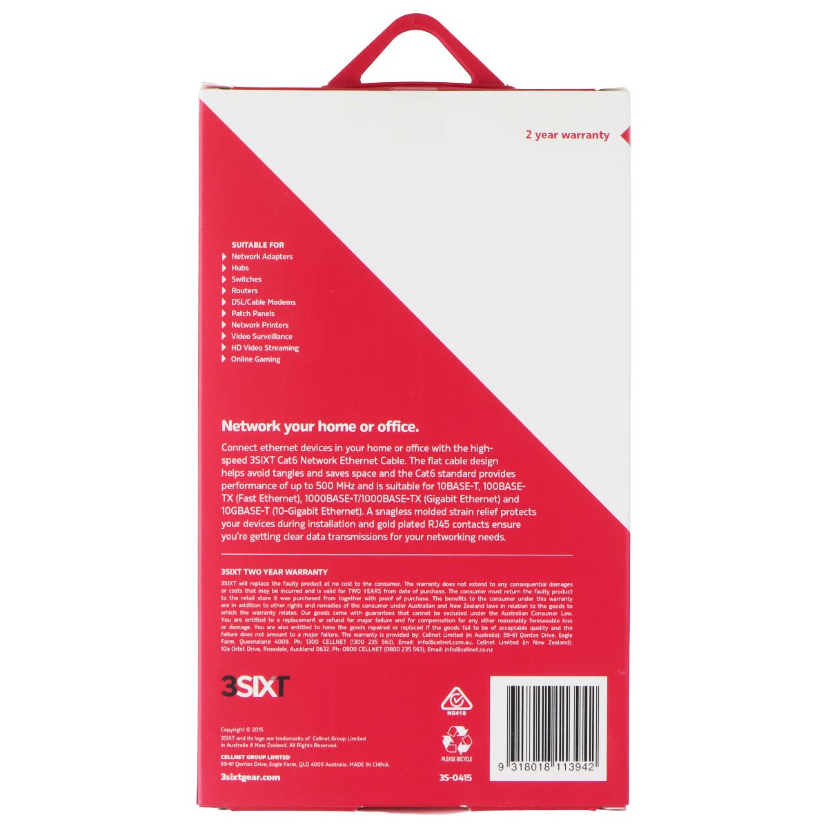 3SIXT (5M) Network Ethernet Cable Cat6 Flat Cable - Gray Computer/Network - Ethernet Cables (RJ-45, 8P8C) 3SIXT - Simple Cell Bulk Wholesale Pricing - USA Seller