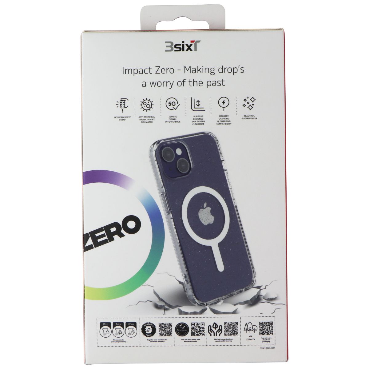 3SIXT Impact Zero Series Case for MagSafe for Apple iPhone 13 - Glitter Cell Phone - Cases, Covers & Skins 3SIXT - Simple Cell Bulk Wholesale Pricing - USA Seller