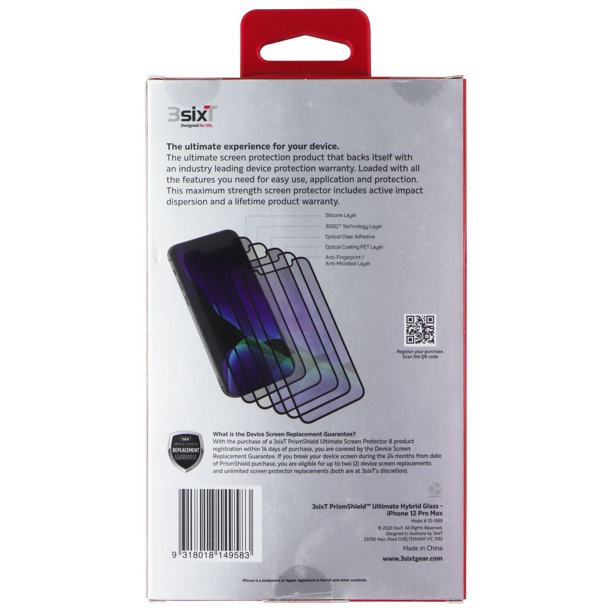 3SIXT PrismShield Ultimate Hybrid Screen Protector for Apple iPhone 12 Pro Max Cell Phone - Screen Protectors 3SIXT - Simple Cell Bulk Wholesale Pricing - USA Seller