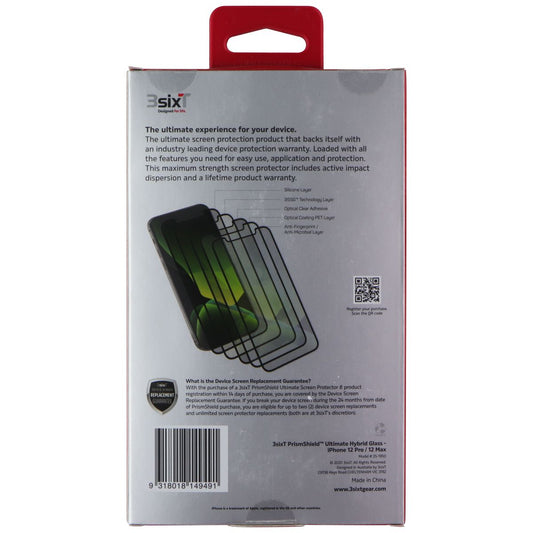 3SIXT PrismShield Hybrid Screen Protector for Apple iPhone 12 Pro/12 (Ultimate) Cell Phone - Screen Protectors 3SIXT - Simple Cell Bulk Wholesale Pricing - USA Seller