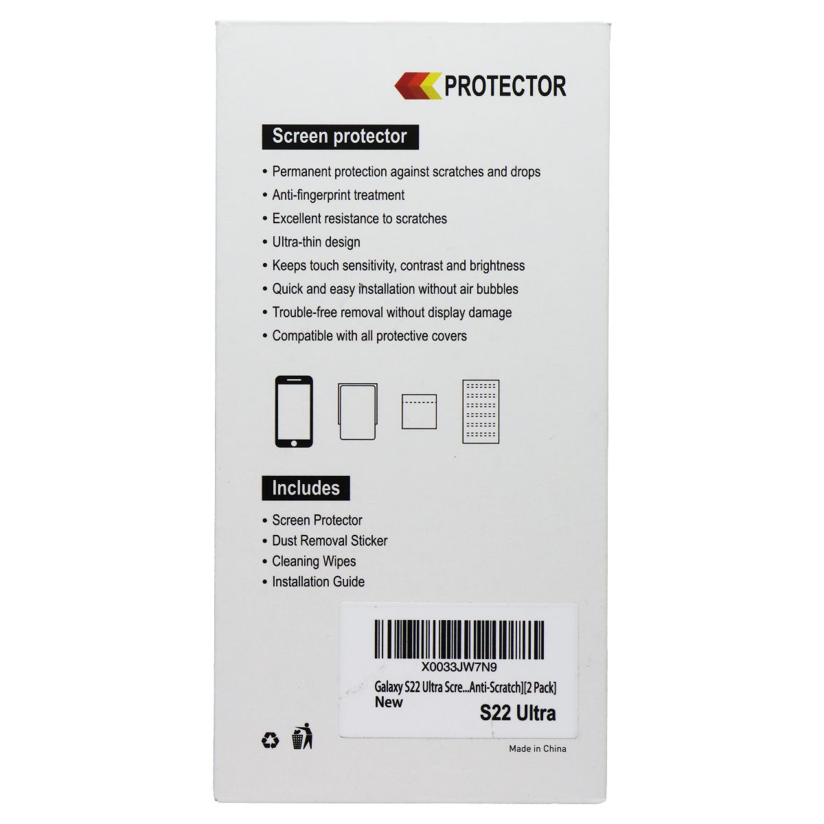 AACL Tempered Glass Screen Protector for Samsung Galaxy S22 Ultra - 2 Pack Cell Phone - Screen Protectors AACL - Simple Cell Bulk Wholesale Pricing - USA Seller