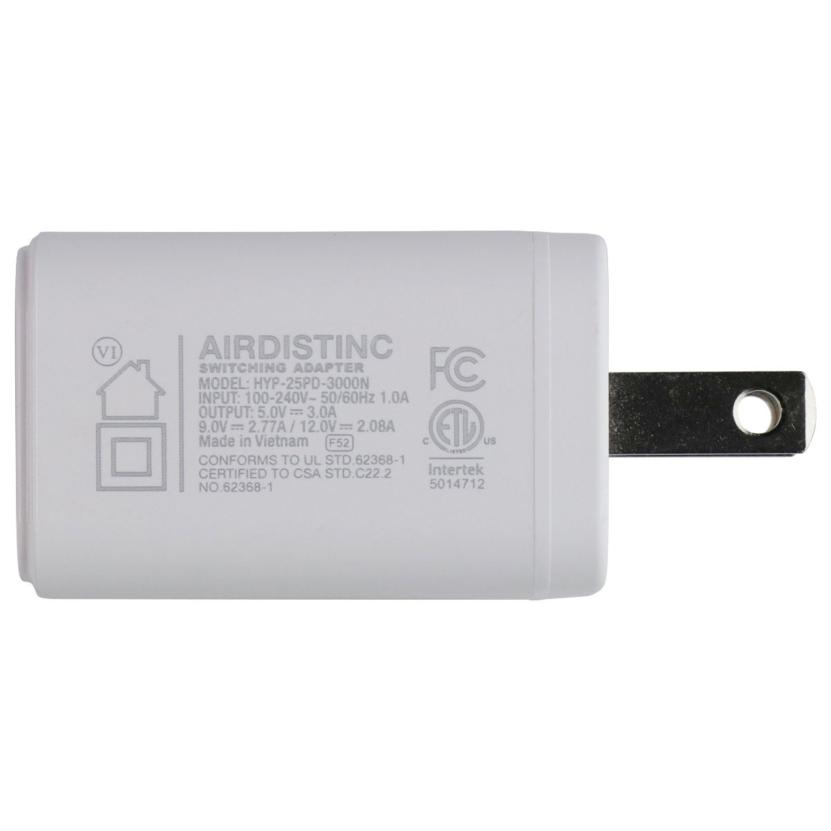 AIRDISTINC (5V/3A) 25W PD USB-C Wall Charger Power Adapter White HYP-25PD-3000N Cell Phone - Chargers & Cradles AIRDISTINC - Simple Cell Bulk Wholesale Pricing - USA Seller