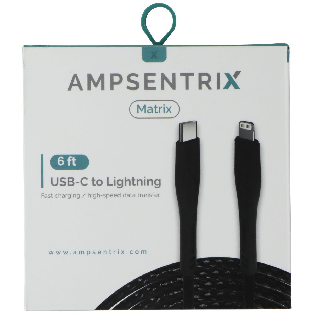 AmpSentrix Matrix (6-Ft) USB-C to 8-Pin Lightning Charge/Sync Cable - Black Cell Phone - Cables & Adapters AmpSentrix - Simple Cell Bulk Wholesale Pricing - USA Seller