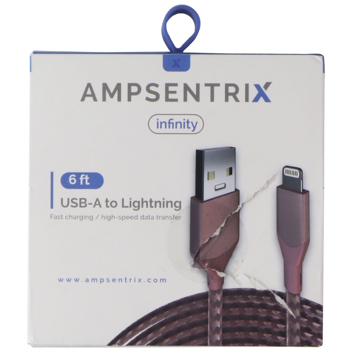 AmpSentrix Infinity (6-FT) USB-A to Lightning 8-pin Charge Cable - Rose Cell Phone - Cables & Adapters AmpSentrix - Simple Cell Bulk Wholesale Pricing - USA Seller