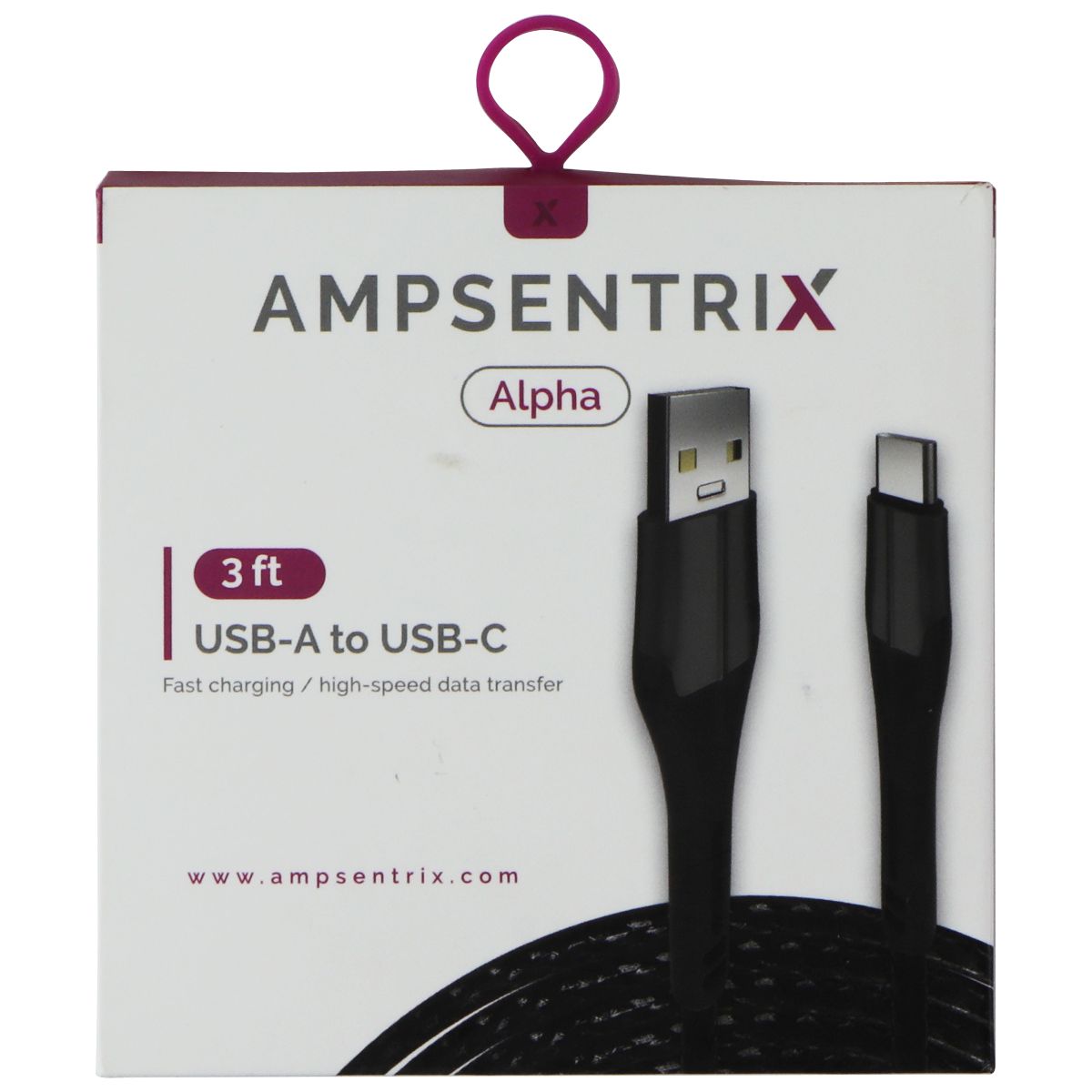 AmpSentrix Alpha (3-FT) USB-A to USB-C Charge/Sync Cable - Black Cell Phone - Cables & Adapters AmpSentrix - Simple Cell Bulk Wholesale Pricing - USA Seller