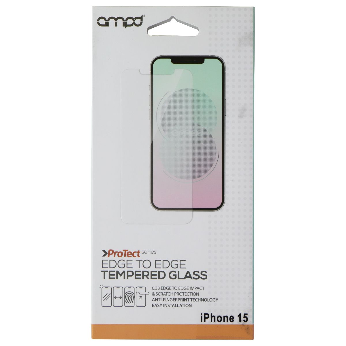 Ampd ProTect Edge to Edge Tempered Glass for Apple iPhone 15 Cell Phone - Screen Protectors Ampd - Simple Cell Bulk Wholesale Pricing - USA Seller