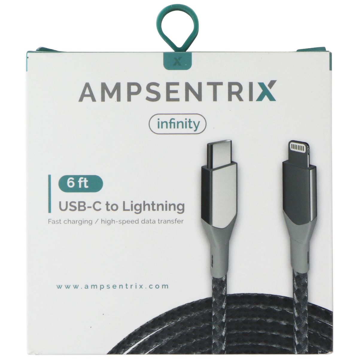 AmpSentrix Infinity (6-FT) USB-C to Lightning 8-pin Charge Cable - Silver Cell Phone - Cables & Adapters AmpSentrix - Simple Cell Bulk Wholesale Pricing - USA Seller