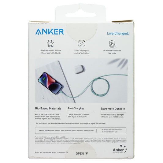 Anker 542 USB-C to 8-Pin Lightning Cable (Bio-Nylon 10ft) - Green Cell Phone - Cables & Adapters Anker - Simple Cell Bulk Wholesale Pricing - USA Seller