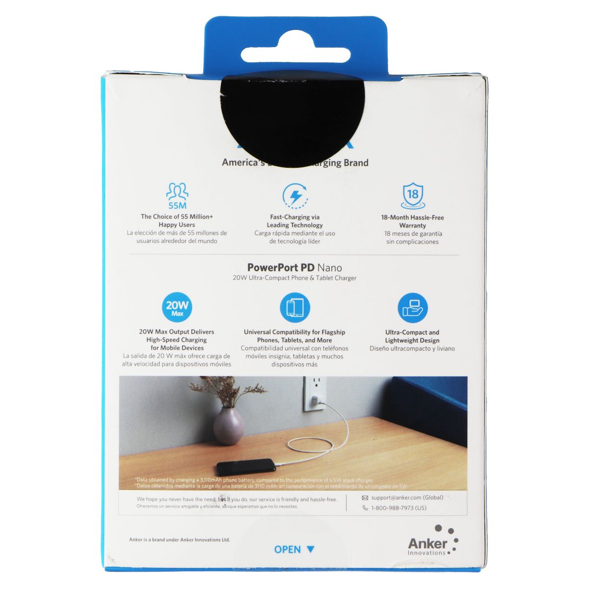 Anker Powerport PD Nano 20W High Speed USB-C Fast Wall Charger - White Cell Phone - Chargers & Cradles Anker - Simple Cell Bulk Wholesale Pricing - USA Seller