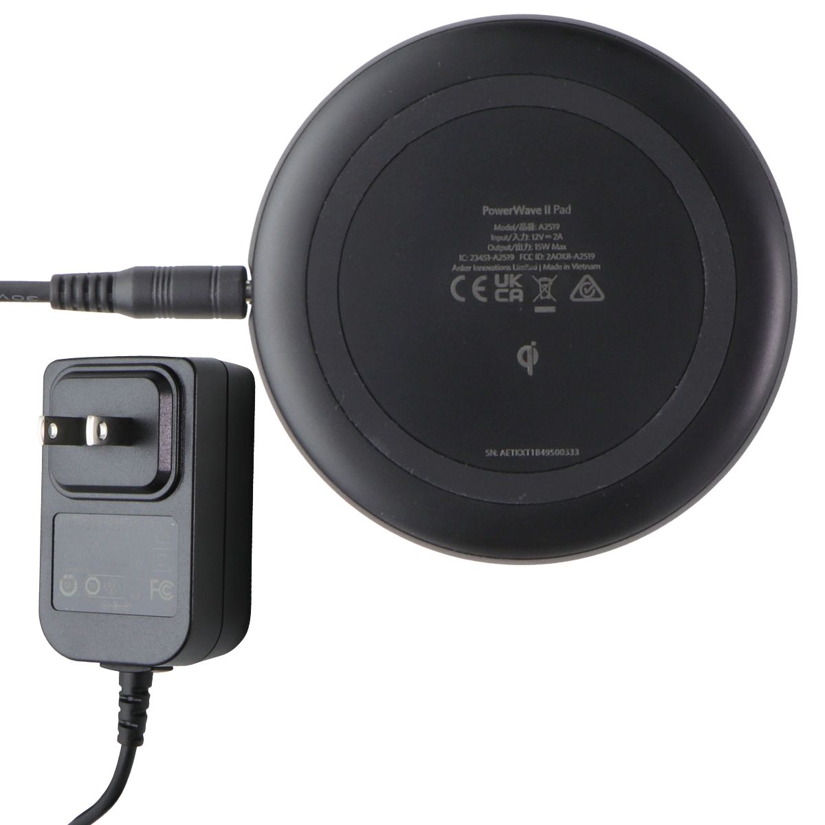 Anker 15W Max Fast Charging PowerWave II Sense Pad with Power Adapter Cell Phone - Chargers & Cradles Anker - Simple Cell Bulk Wholesale Pricing - USA Seller