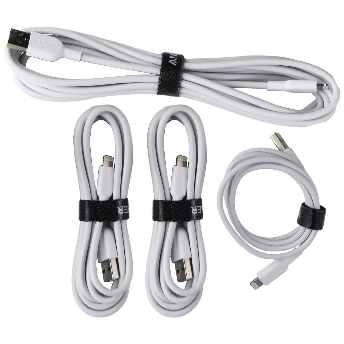 Anker PowerLine II Series USB-A to 8-Pin Lightning Cables - White (4 Pack) Cell Phone - Cables & Adapters Anker - Simple Cell Bulk Wholesale Pricing - USA Seller