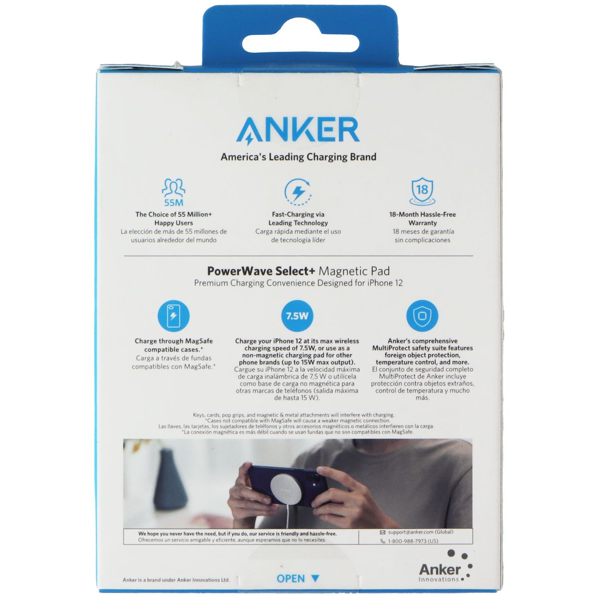 Anker (USB-C) PowerWave Select+ Magnetic Wireless Charging Pad - White Cell Phone - Chargers & Cradles Anker - Simple Cell Bulk Wholesale Pricing - USA Seller