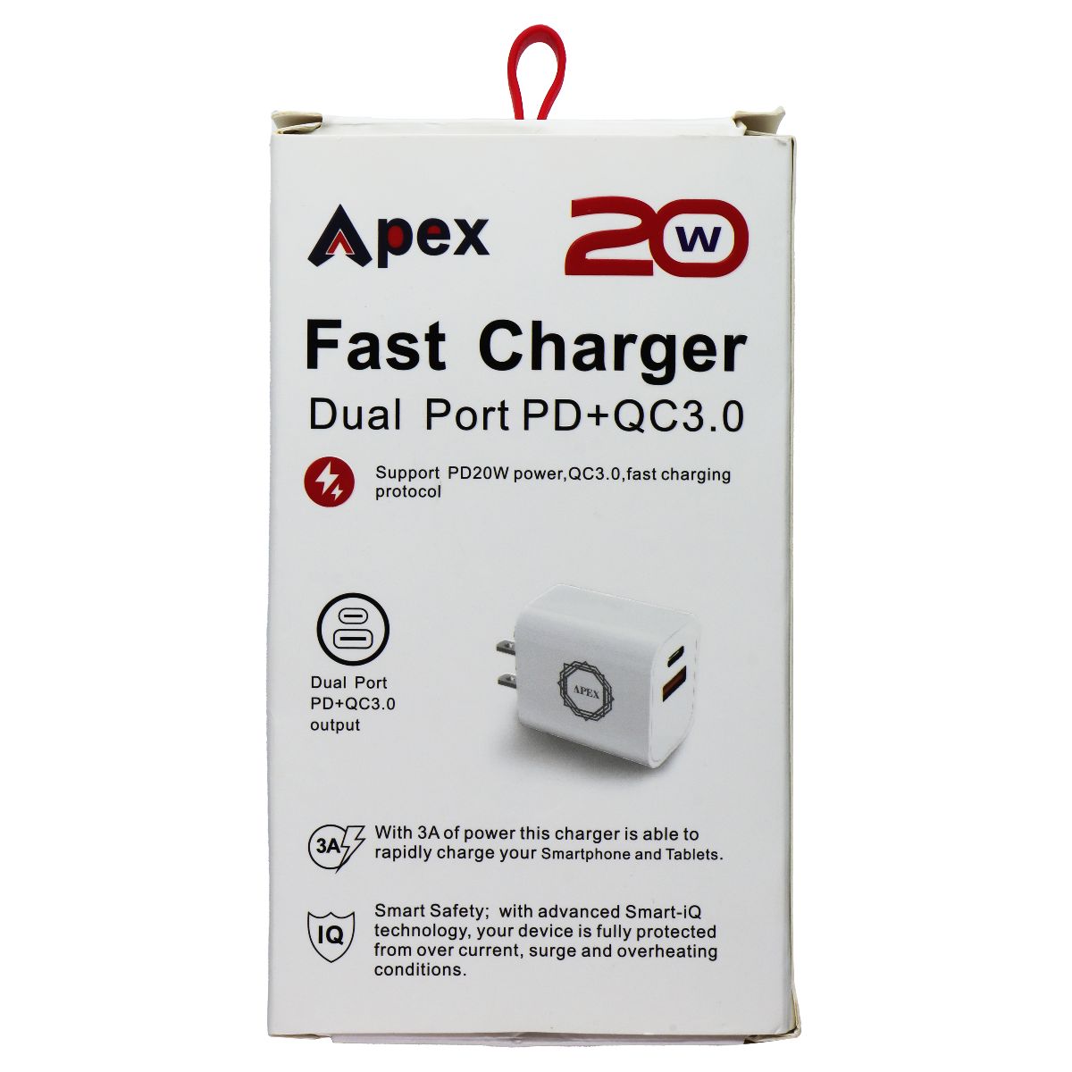 Apex (20W) Fast Charger Dual-Port (USB and USB-C) PD+QC3.0 Power Adapter - White Cell Phone - Chargers & Cradles Apex - Simple Cell Bulk Wholesale Pricing - USA Seller