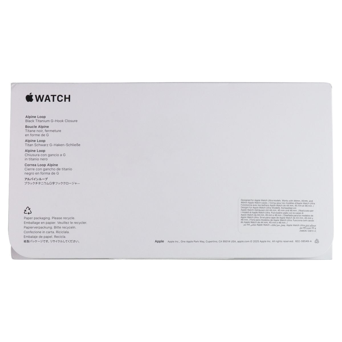 Apple Alpine Loop for Apple Watch Ultra Series (49mm/L) - Black/Black Titanium
