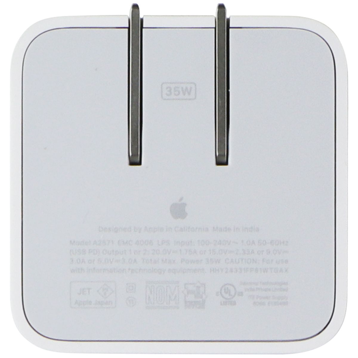 Apple Dual USB-C Port (35W) Compact Power Adapter - White (MNWM3AM/A) Cell Phone - Cables & Adapters Apple - Simple Cell Bulk Wholesale Pricing - USA Seller