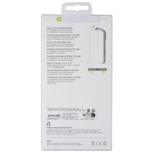 Apple Official Silicone Case for MagSafe for iPhone 17 Pro Max - Neon Yellow