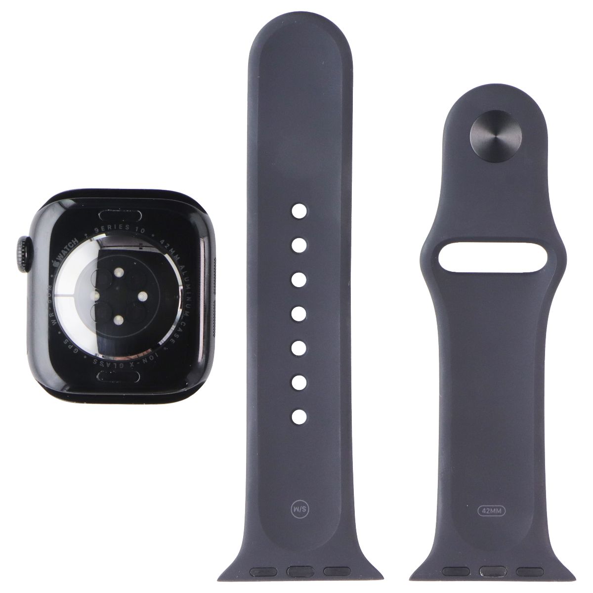 Apple Watch Series 10 (GPS ONLY, 42mm) - Jet Black AL/Black Sp Band S/M - A2997 Smart Watches Apple - Simple Cell Bulk Wholesale Pricing - USA Seller
