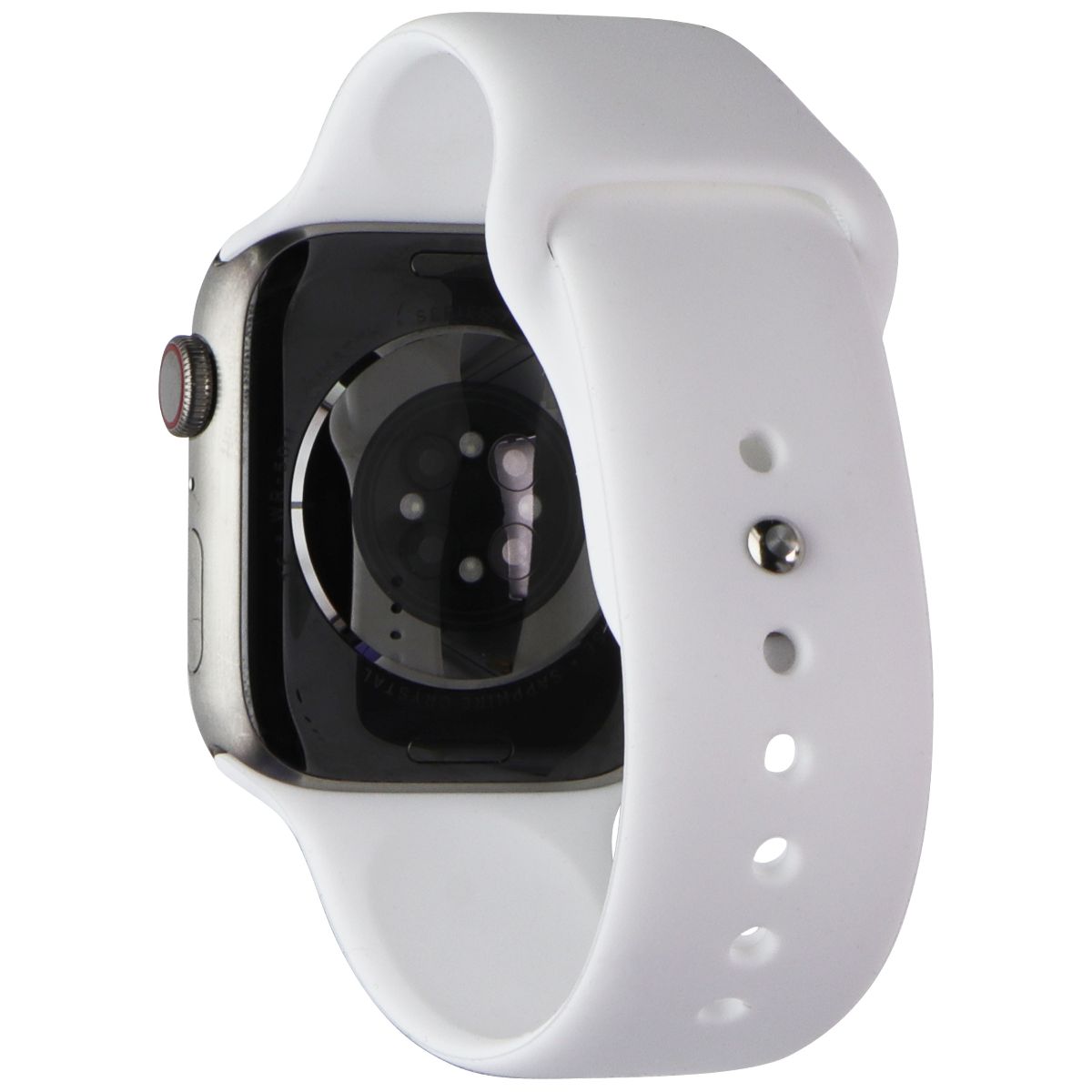 Apple Watch Series 7 (A2478) (GPS+LTE) 45mm Silver Titanium/White Sport Band Smart Watches Apple - Simple Cell Bulk Wholesale Pricing - USA Seller