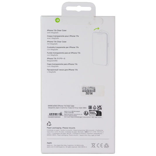 Apple Official Clear Case for MagSafe for iPhone 17e - Transparent Cell Phone - Cases, Covers & Skins Apple - Simple Cell Bulk Wholesale Pricing - USA Seller