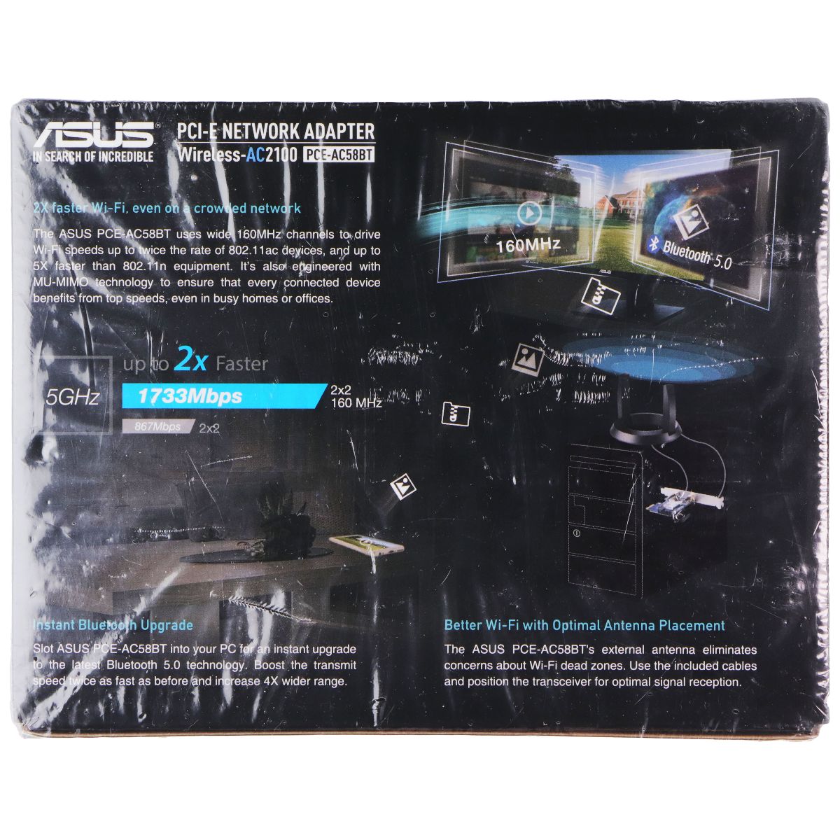 ASUS PCI-E Wireless-AC2100 Network Adapter (PCE-AC58BT) Computer Parts - Internal Network Cards ASUS - Simple Cell Bulk Wholesale Pricing - USA Seller