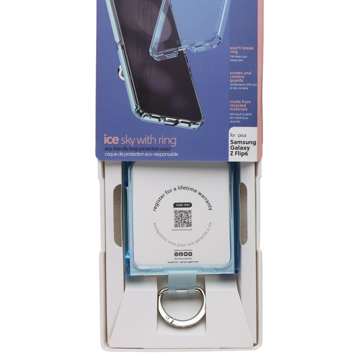 Avana Ice Sky Case with Ring for Samsung Galaxy Flip7 FE / Flip6 - Clear Blue