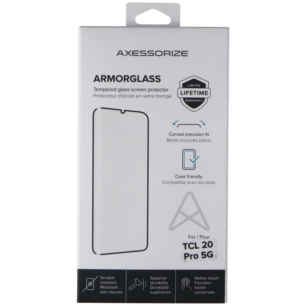 Axessorize ArmorGlass Tempered Screen Protector for TCL 20 Pro 5G Cell Phone - Screen Protectors Axessorize - Simple Cell Bulk Wholesale Pricing - USA Seller
