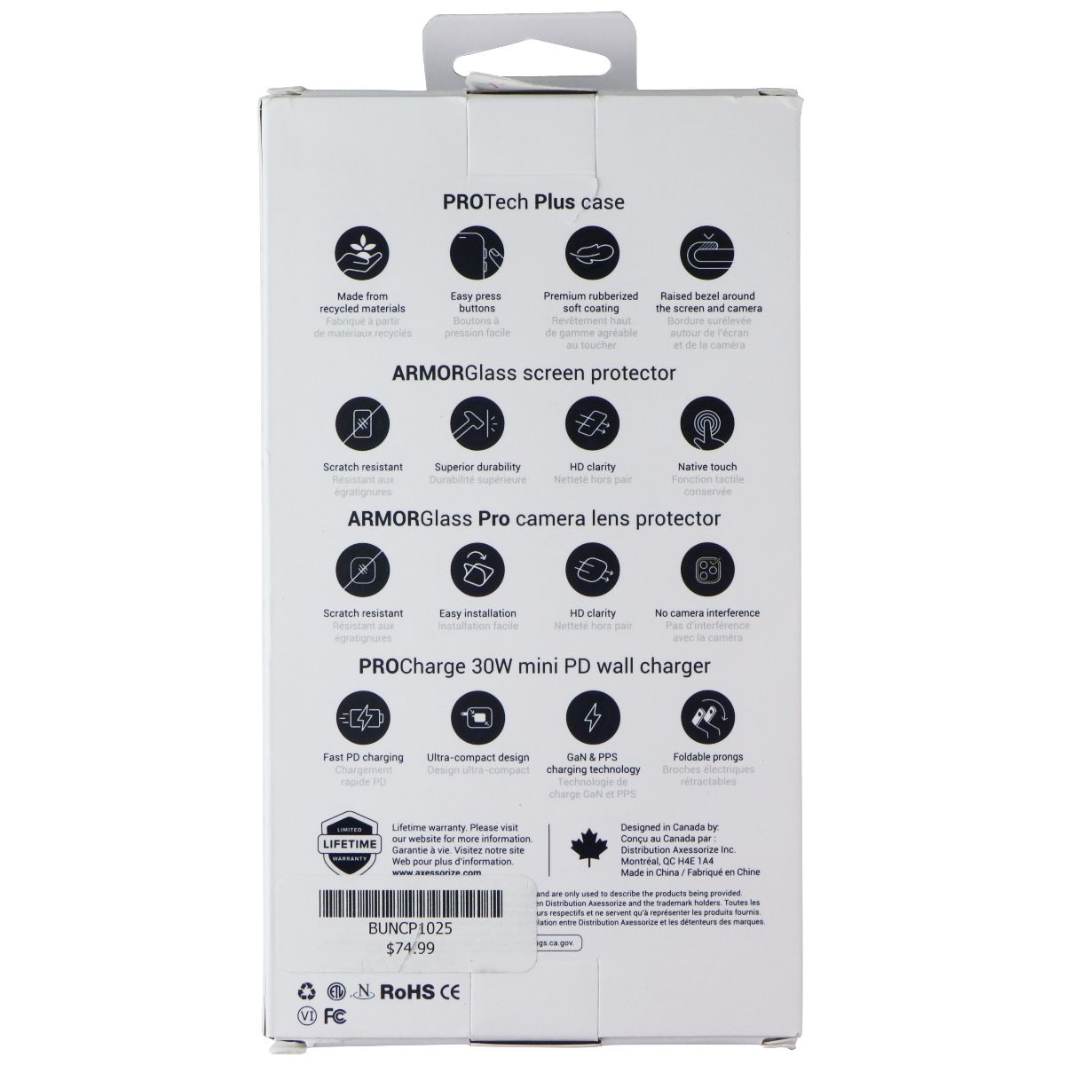 AXS Essential Bundle - Case/Screen/Charger/Lens for iPhone 16 Pro Max - Black Cell Phone - Accessory Bundles Axessorize - Simple Cell Bulk Wholesale Pricing - USA Seller