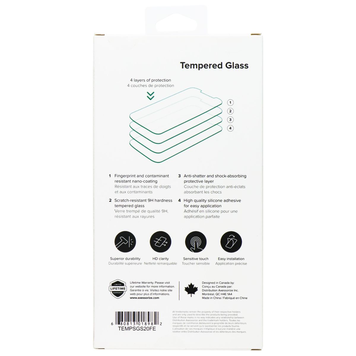 Axessorize Tempered Glass Screen Protector for Samsung Galaxy S20 FE - Clear