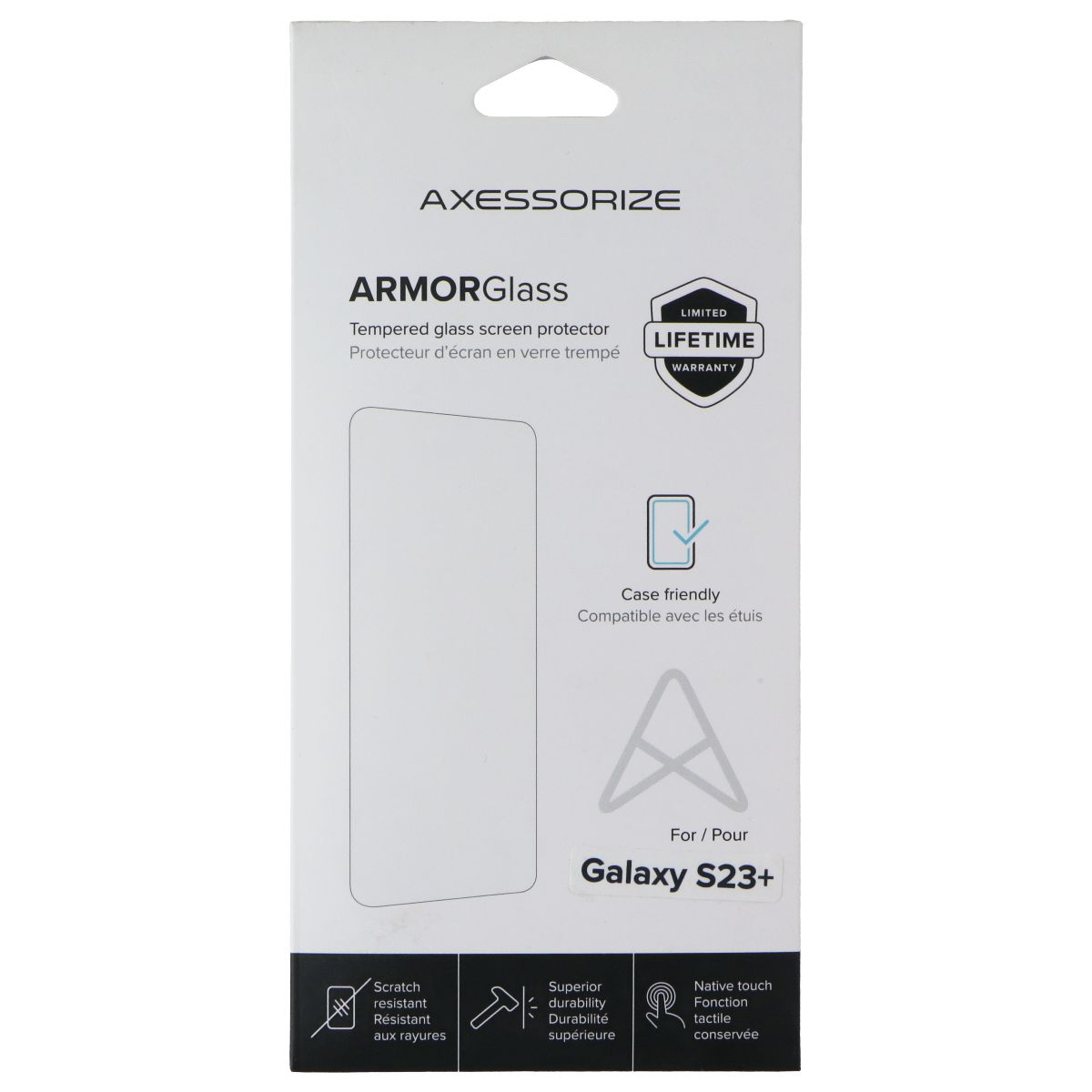 Axessorize ArmorGlass Tempered Glass for Samsung Galaxy S23+ Cell Phone - Screen Protectors Axessorize - Simple Cell Bulk Wholesale Pricing - USA Seller