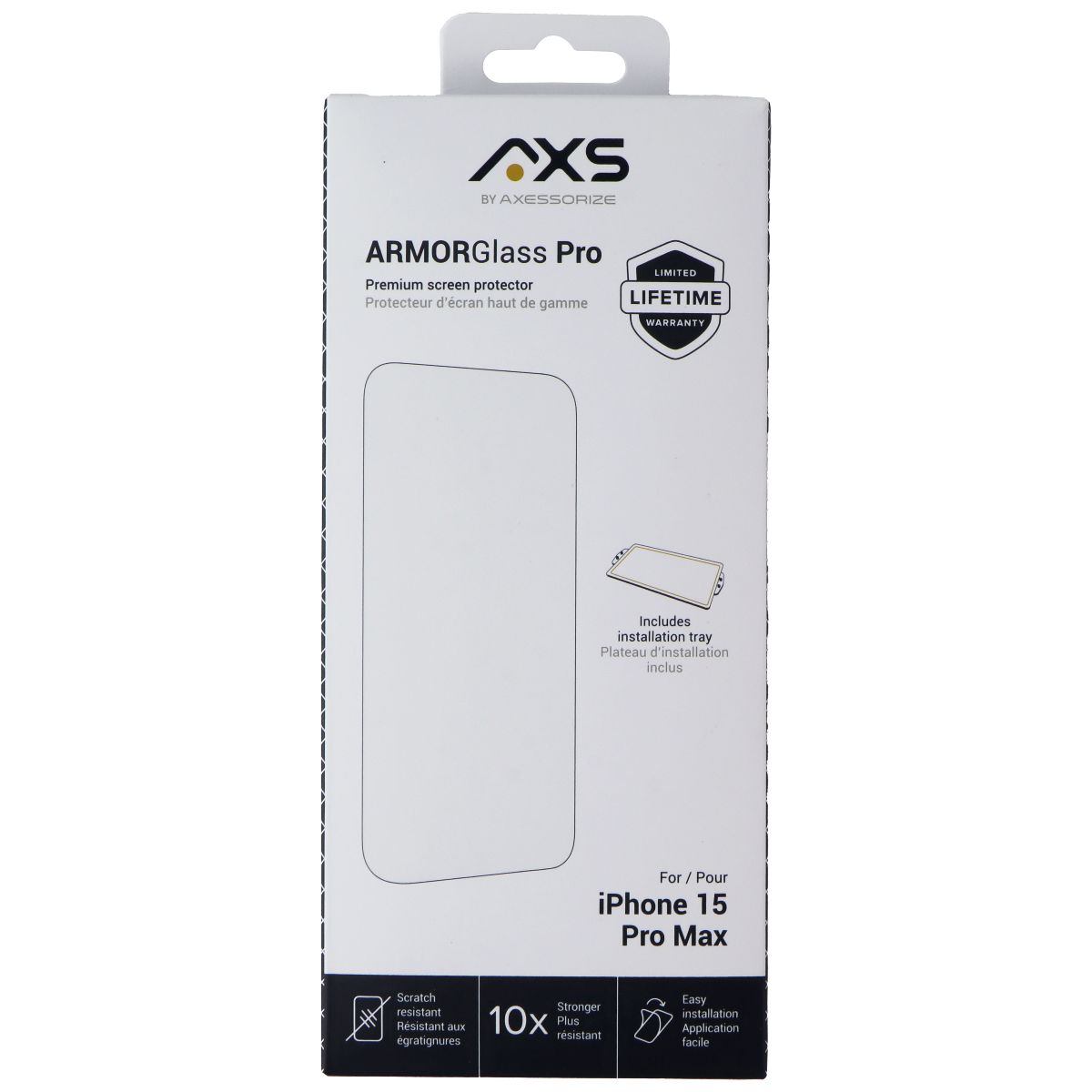 Axessorize ArmorGlass Pro Screen Protector for Apple iPhone 15 Pro Max Cell Phone - Screen Protectors Axessorize - Simple Cell Bulk Wholesale Pricing - USA Seller