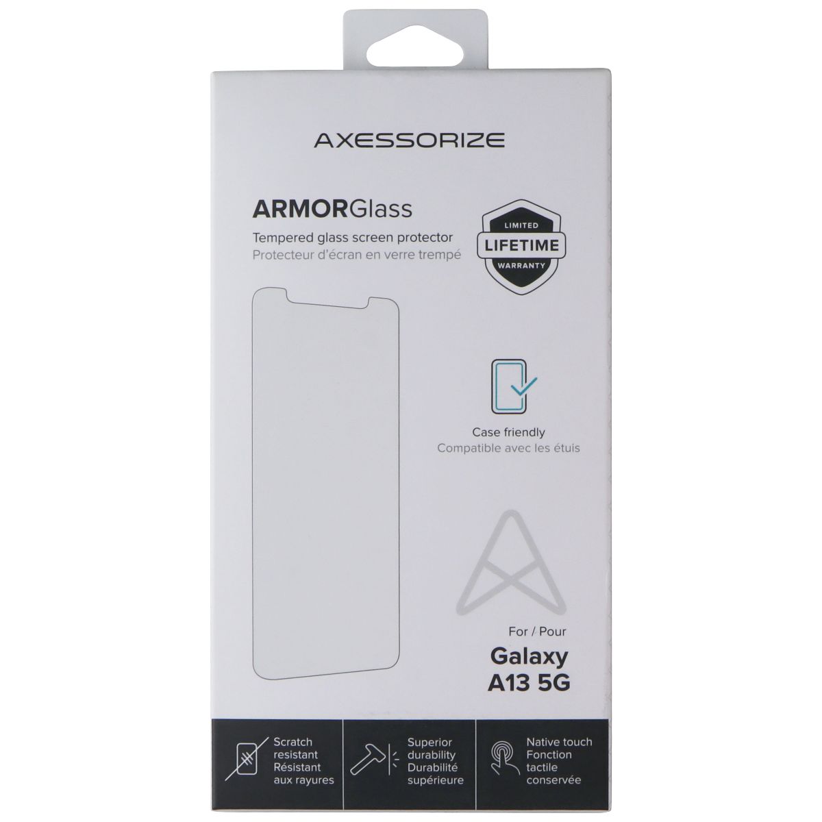 Axessorize ArmorGlass Tempered Glass for Samsung Galaxy A13 5G Cell Phone - Screen Protectors Axessorize - Simple Cell Bulk Wholesale Pricing - USA Seller