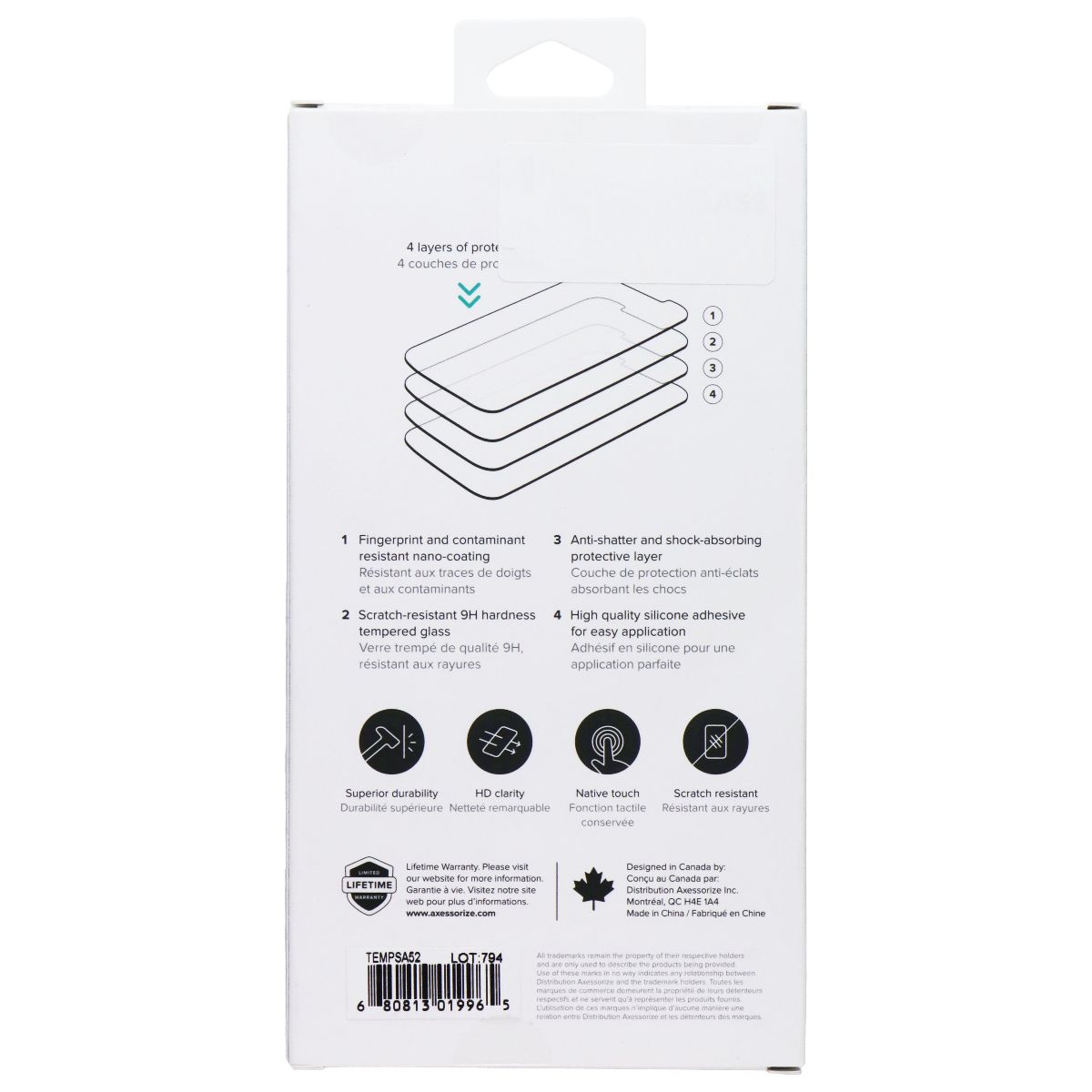 AXESSORIZE ArmorGlass Tempered Glass Screen Protector for Samsung Galaxy A52 5G Cell Phone - Screen Protectors Axessorize - Simple Cell Bulk Wholesale Pricing - USA Seller