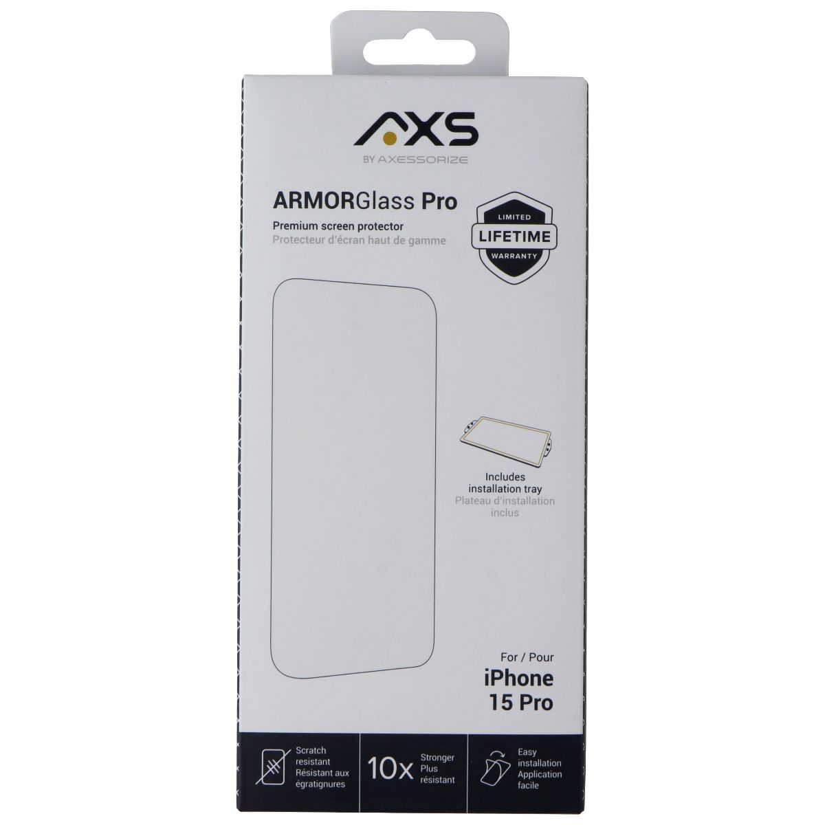 Axessorize ArmorGlass Pro Screen Protector for Apple iPhone 15 Pro Cell Phone - Screen Protectors Axessorize - Simple Cell Bulk Wholesale Pricing - USA Seller