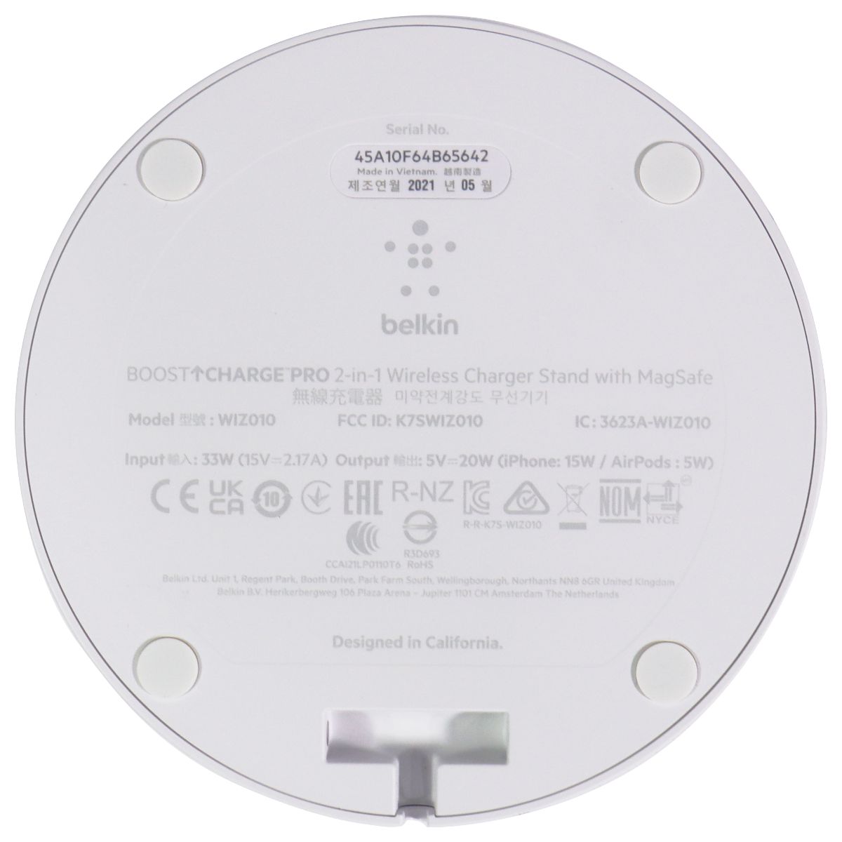 Belkin BoostCharge Pro 2-in-1 (15W) Wireless Charger Stand w/MagSafe (AUSTRALIA) Cell Phone - Chargers & Cradles Belkin - Simple Cell Bulk Wholesale Pricing - USA Seller