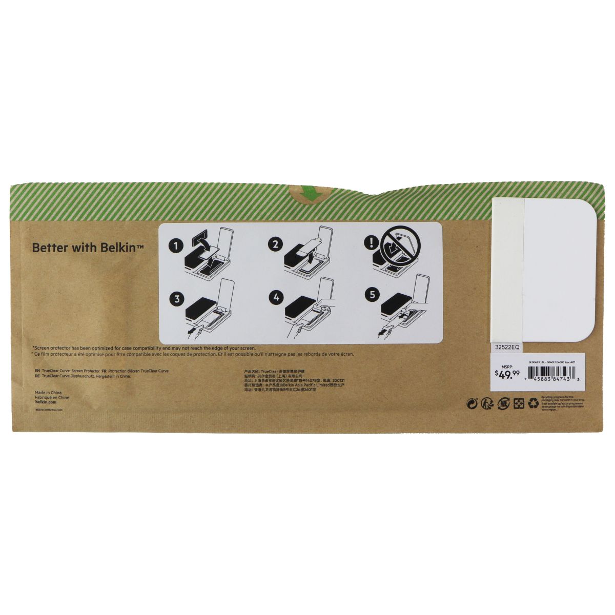Belkin SCREENFORCE Pro TrueClear Curve for Galaxy S22 Ultra - (5-Pack) BULK PKG* Cell Phone - Screen Protectors Belkin - Simple Cell Bulk Wholesale Pricing - USA Seller