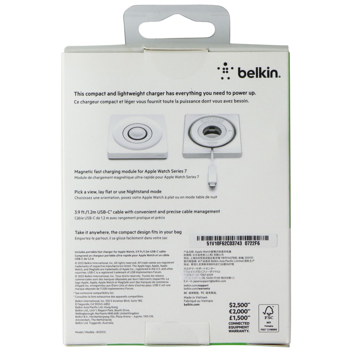 Belkin Boost Charge Pro Portable Fast Charger for Apple Watch - White Smart Watch Accessories - Chargers & Docking Stations Belkin - Simple Cell Bulk Wholesale Pricing - USA Seller