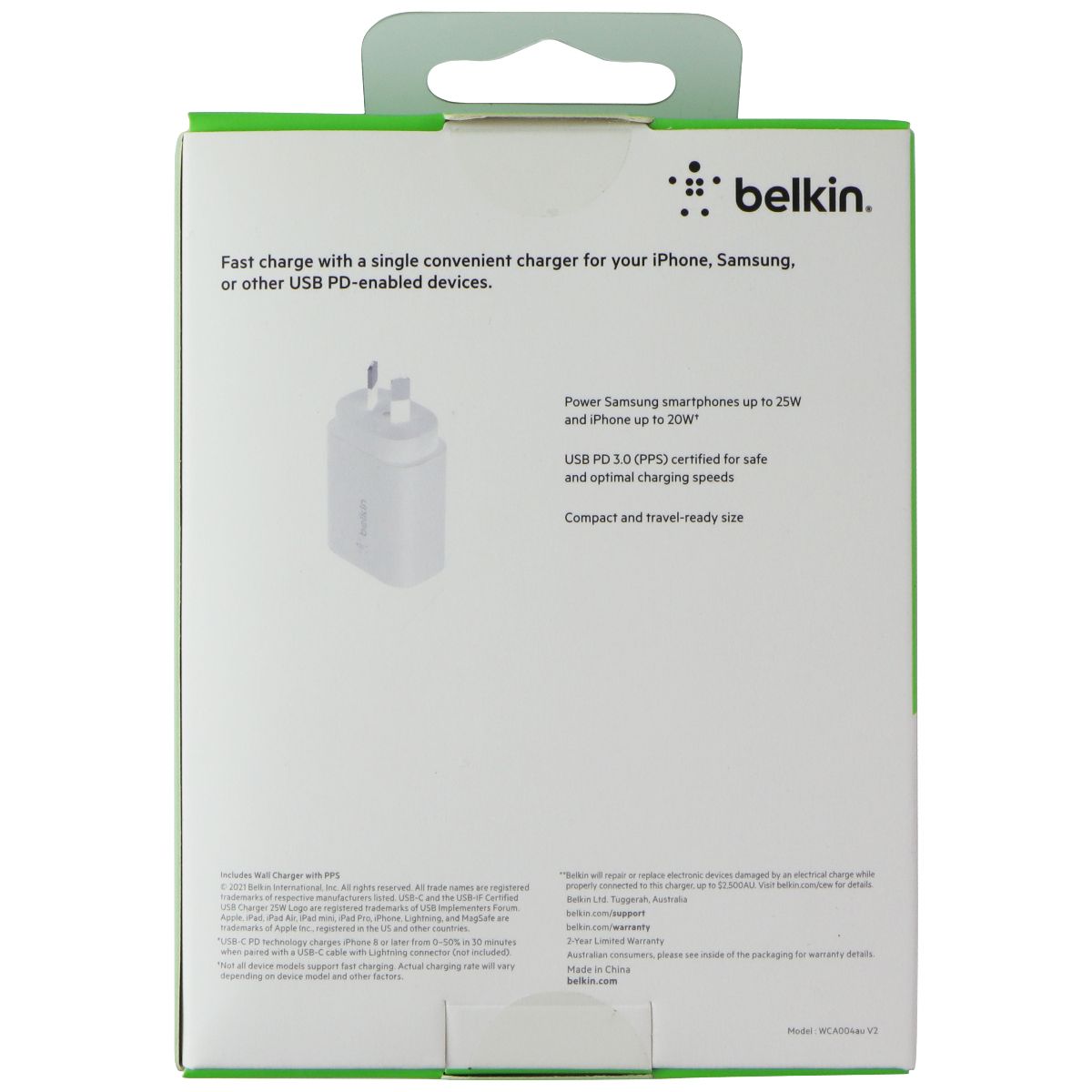 Belkin Boost Charge PPS 25W USB-C Wall Charger - White (Australian Plug) Multipurpose Batteries & Power - Multipurpose AC to DC Adapters Belkin - Simple Cell Bulk Wholesale Pricing - USA Seller