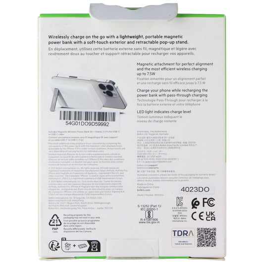 Belkin BoostCharge Wireless Magnetic Power Bank + Stand - White (BPD004BTWT)