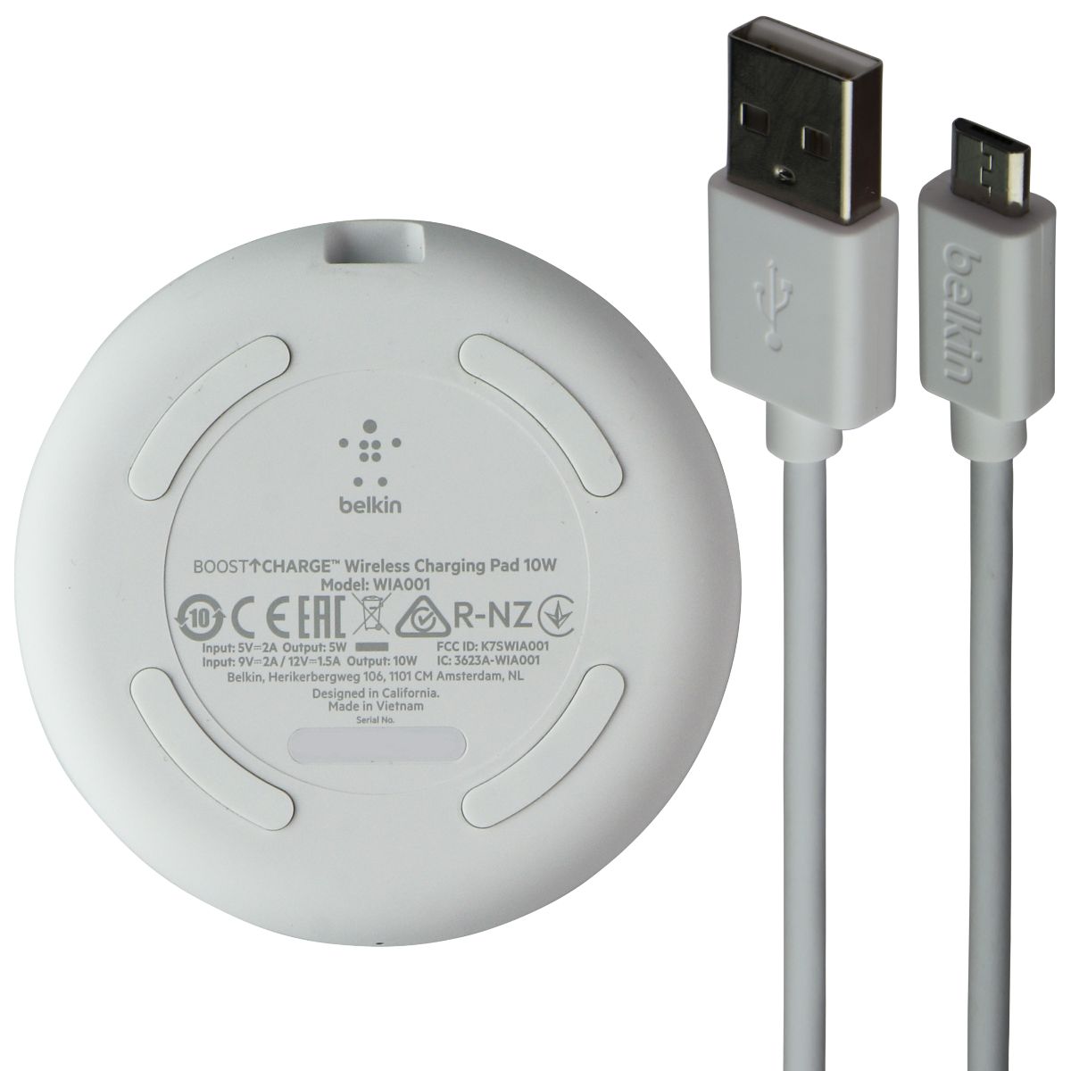 Belkin 10W Qi-Certified Charger Pad for iPhone & Galaxy - White (WIA001ttWH) Cell Phone - Chargers & Cradles Belkin - Simple Cell Bulk Wholesale Pricing - USA Seller