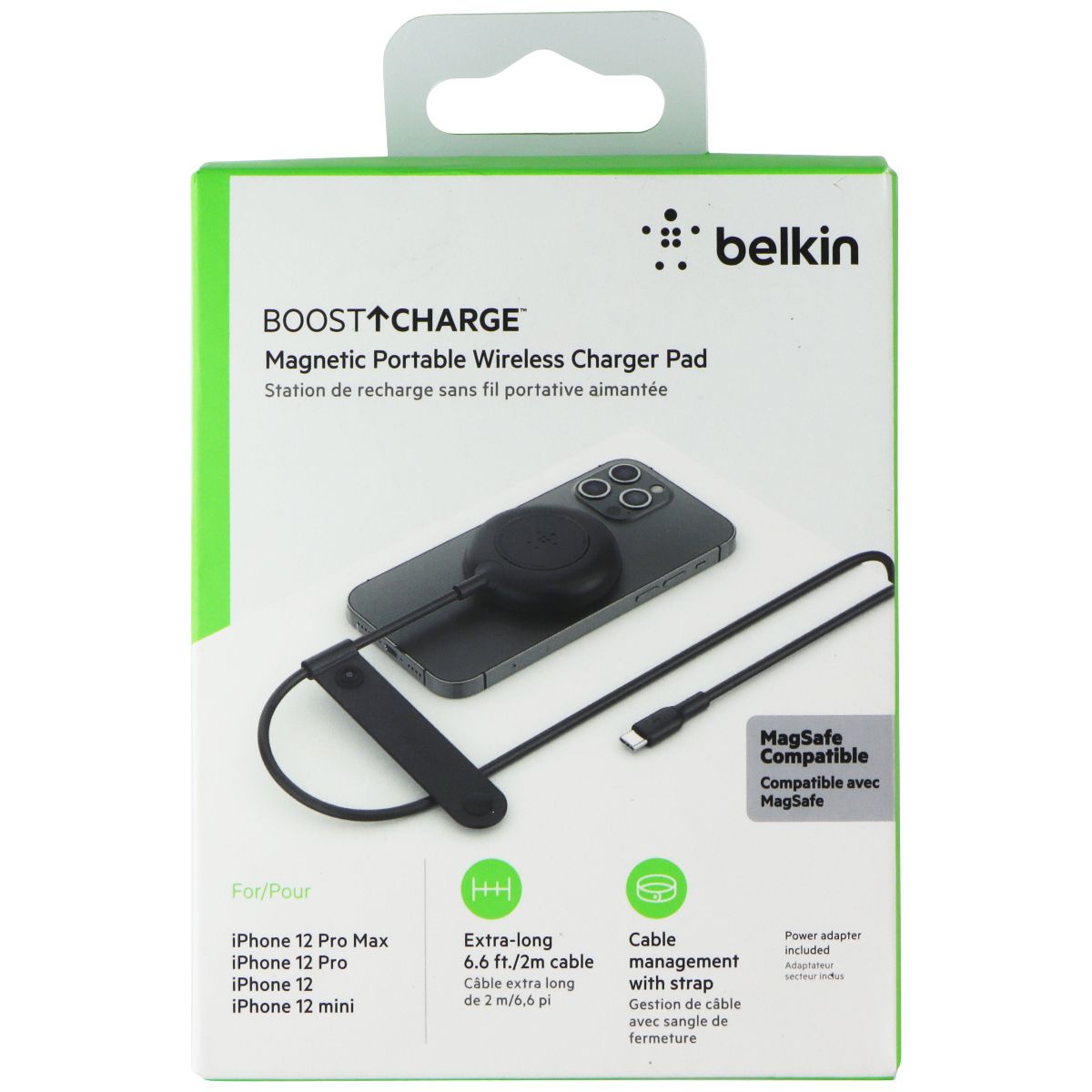 Belkin BoostCharge Magnetic Portable Wireless Charger Pad with Adapter - Black Cell Phone - Chargers & Cradles Belkin - Simple Cell Bulk Wholesale Pricing - USA Seller
