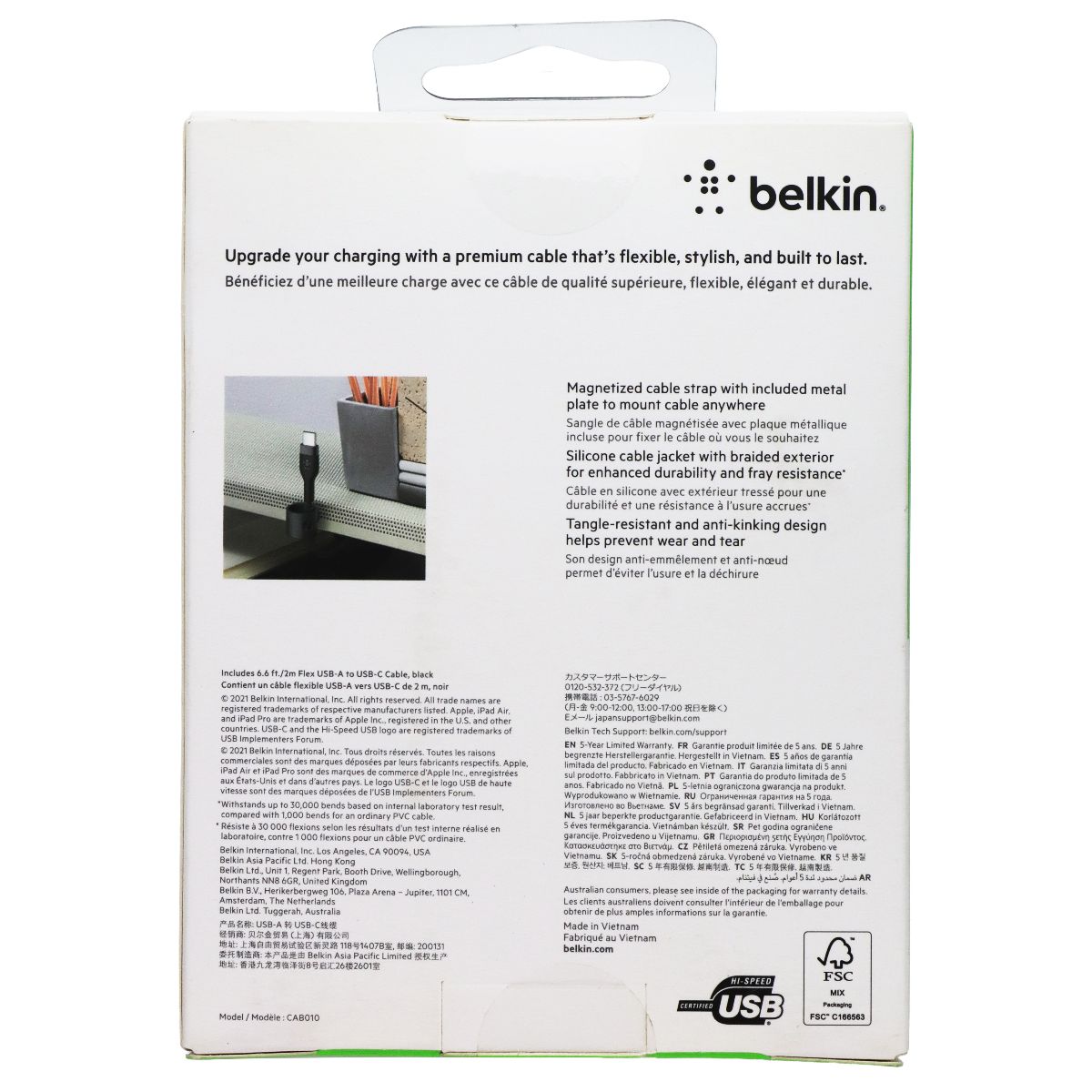 Belkin (6.6-ft/2-m) Boost Charge Pro Flex Braided USB-A to USB-C Cable - Black