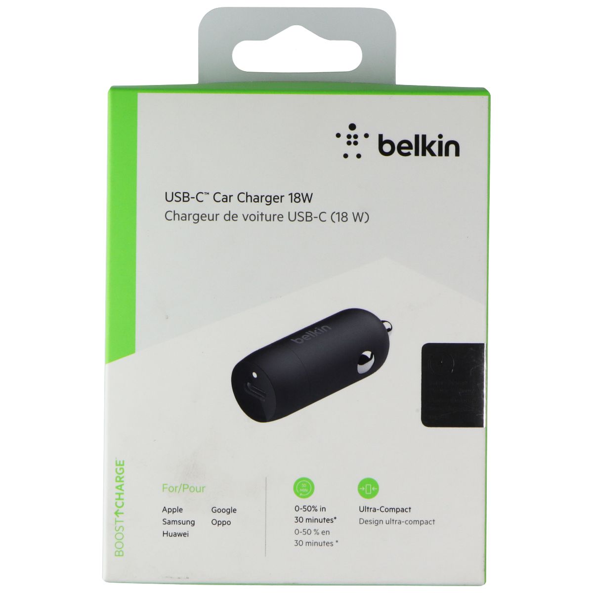 Belkin USB-C Car Charger 18W - Black Cell Phone - Chargers & Cradles Belkin - Simple Cell Bulk Wholesale Pricing - USA Seller