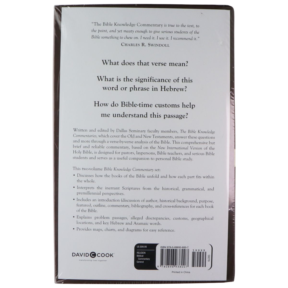 The Bible Knowledge Commentary - Old and New Testament (2 Volume Set) Hard Cover Books - Fiction & Literature Bible Knowledge - Simple Cell Bulk Wholesale Pricing - USA Seller