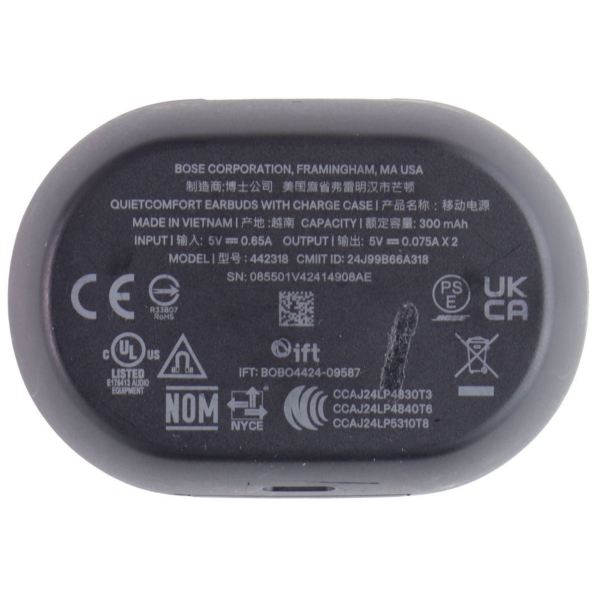 Bose QuietComfort ANC Bluetooth Earbuds with Charge Case - Black Portable Audio - Headphones Bose - Simple Cell Bulk Wholesale Pricing - USA Seller